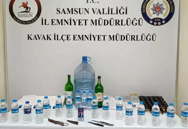 Samsun’da Tütüncüde Sahte Alkol ve Makaron Ele Geçirildi